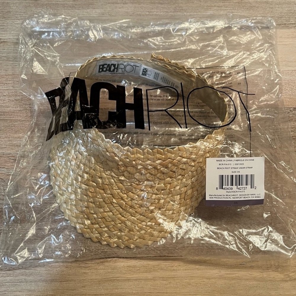 NEW! Beach Riot Natural Straw Sun Visor $78.00 Retail.